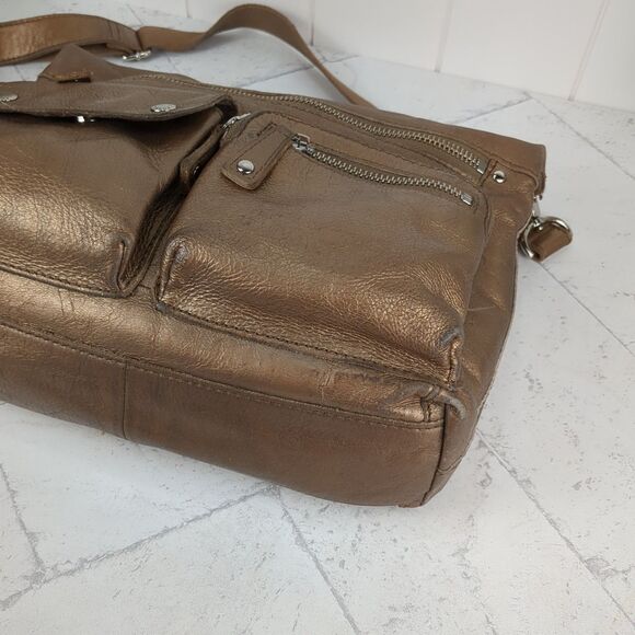 VTG Fossil SUTTER Bronze Leather Crossbody Bag Messenger Travel  Buttery Soft - Picture 6 of 13